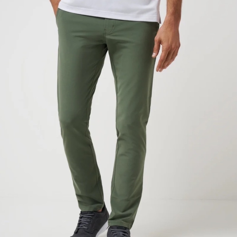 TravisMathew Open to Close Golf Pants Olive Green Men 32 Stretch Performance